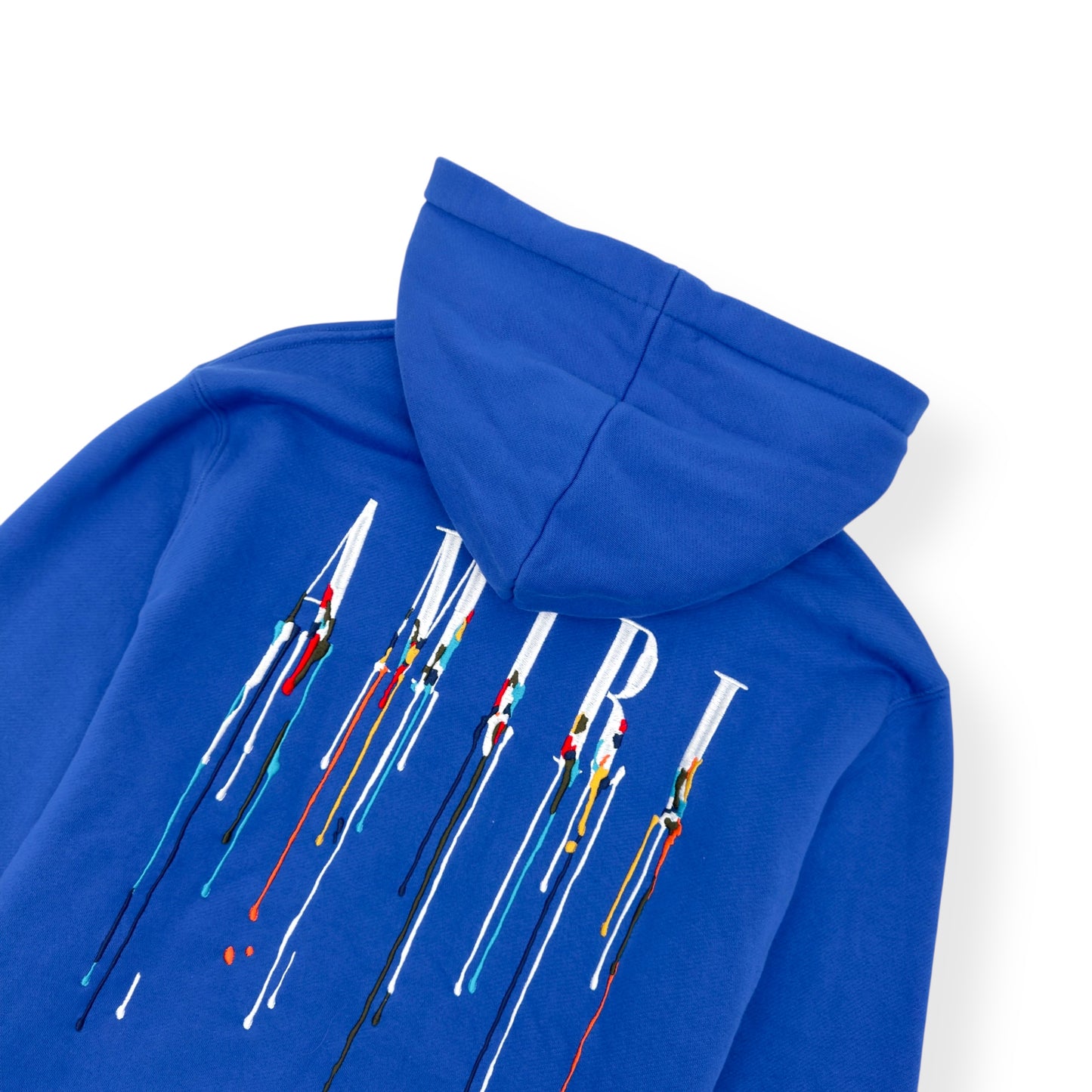 AMIRI EMBROIDERED PAINT DRIP CORE LOGO HOODIE BLUE M