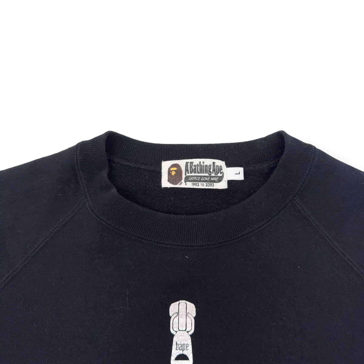 A BATHING APE SHARK CREWNECK SWEATSHIRT BLACK L