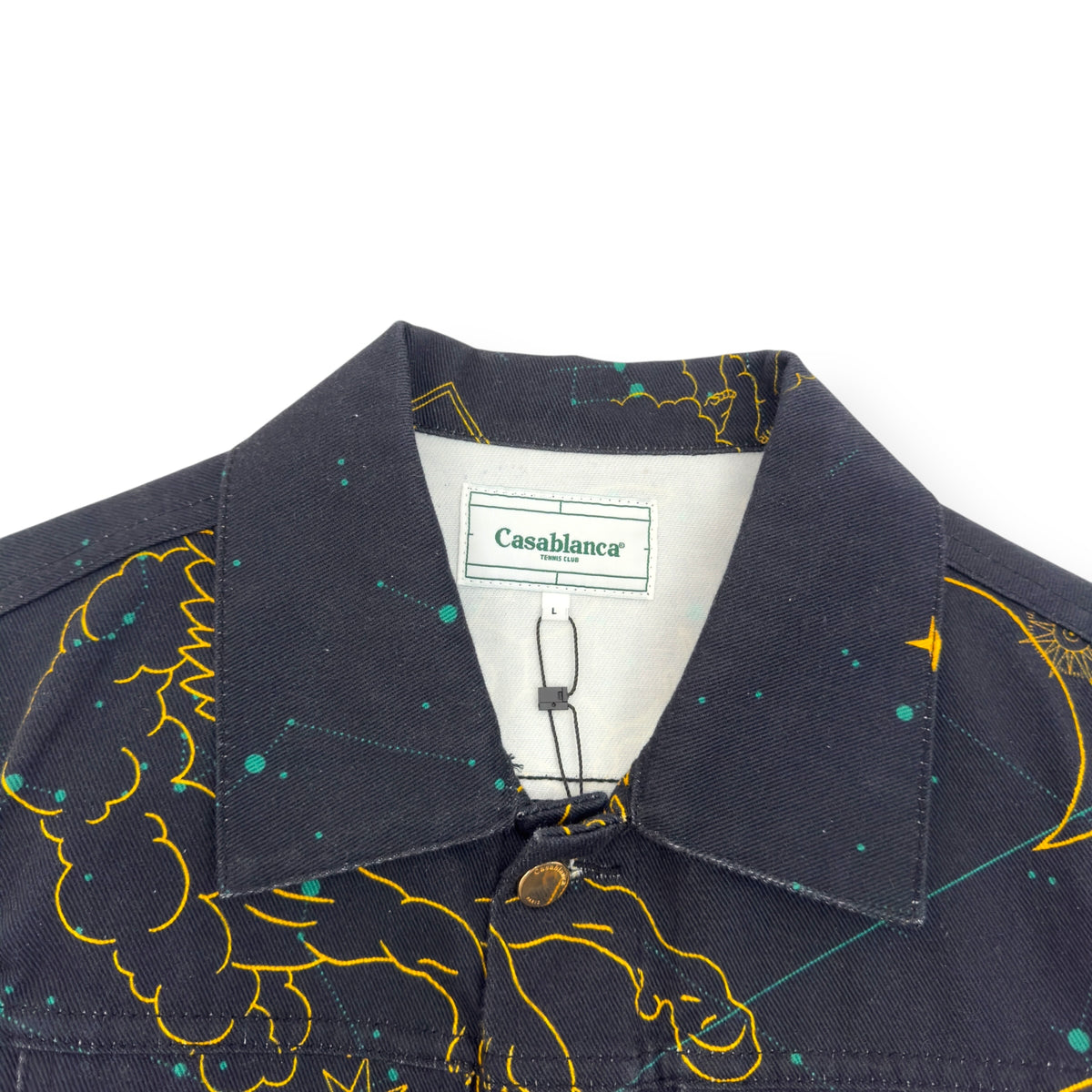CASABLANCA CONSTELLATION GRAPHIC PRINT DENIM JACKET NAVY / YELLOW L