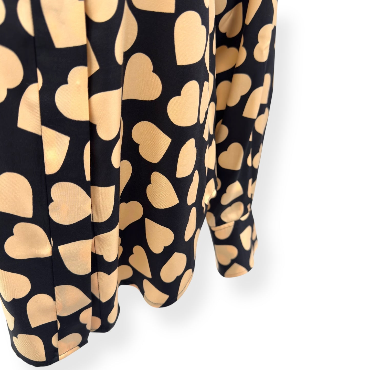 EQUIPMENT MELANNI HEART-PRINT SATIN-JERSEY SHIRT BLOUSE BLACK XL
