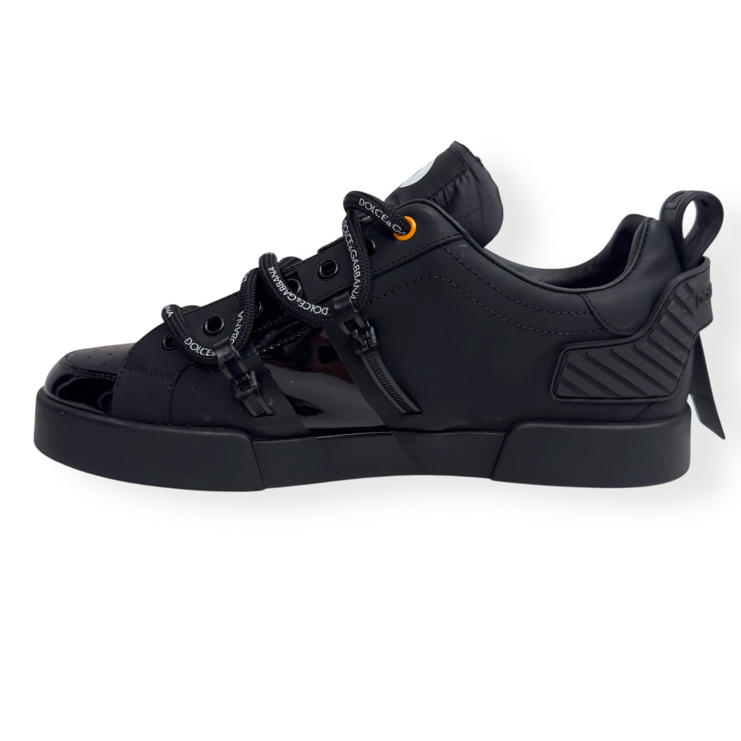 DOLCE & GABBANA PORTOFINO LEATHER SNEAKER BLACK UK9.5