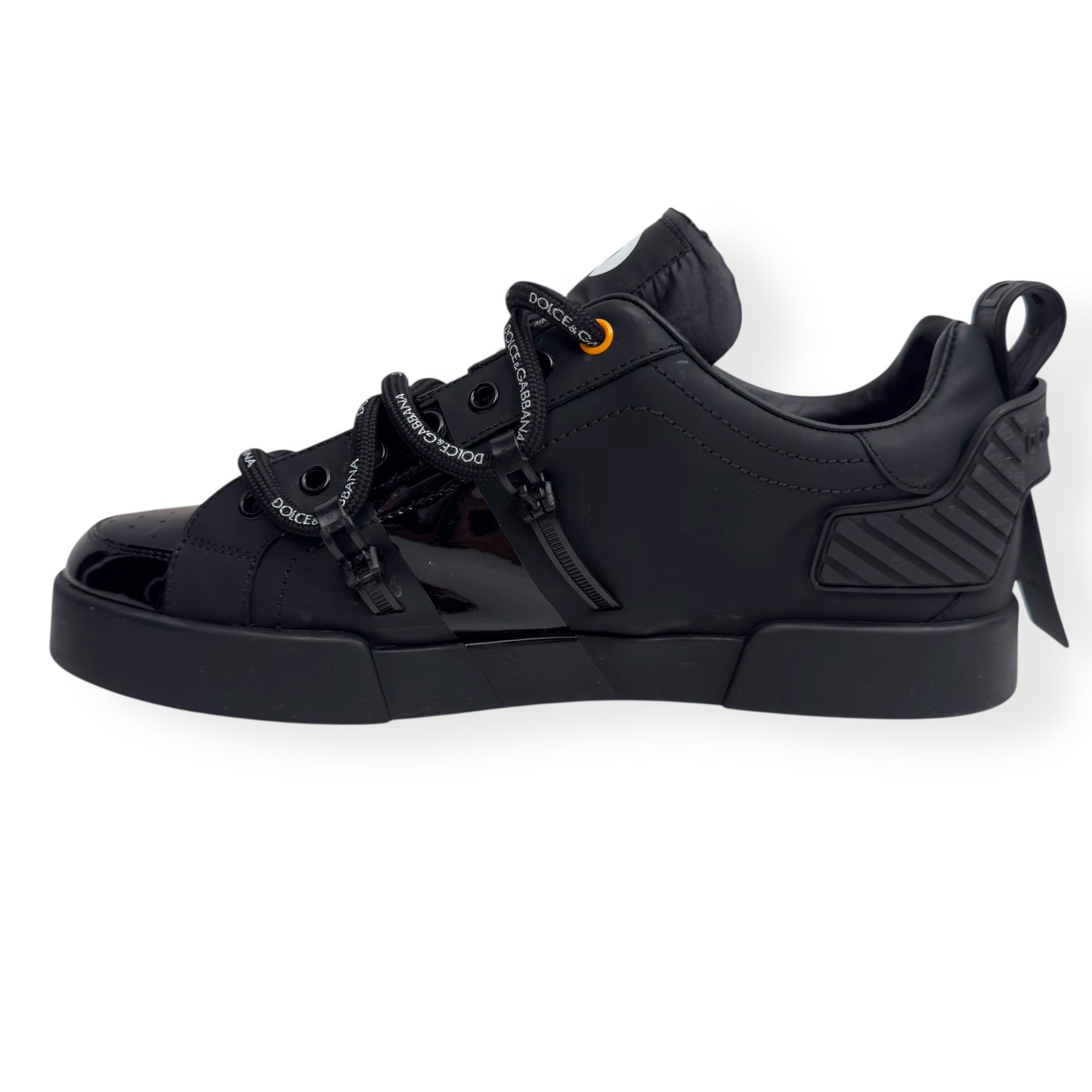 DOLCE & GABBANA PORTOFINO LEATHER SNEAKER BLACK UK9.5