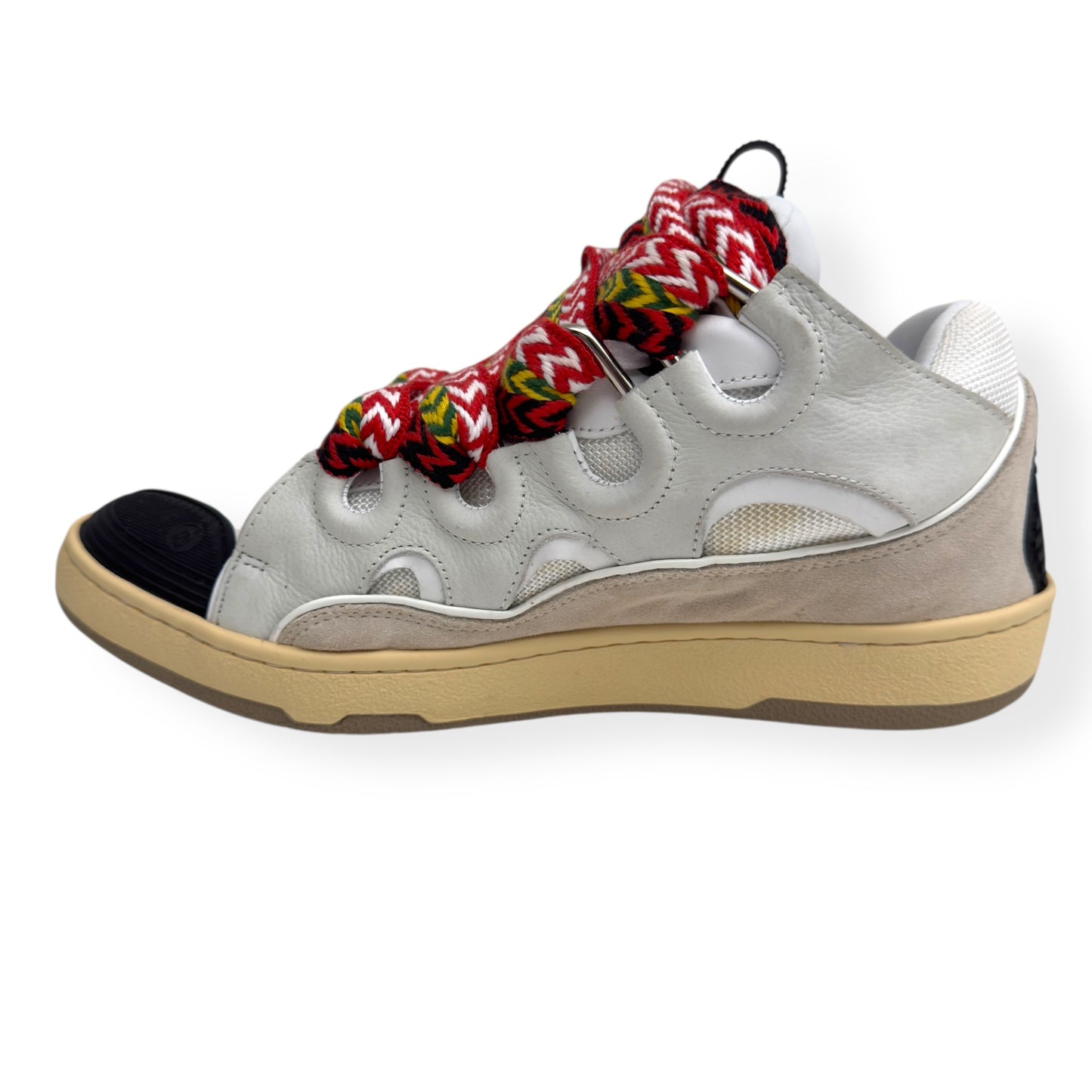 LANVIN LEATHER CURB SNEAKER WHITE / MULTICOLOURED UK8