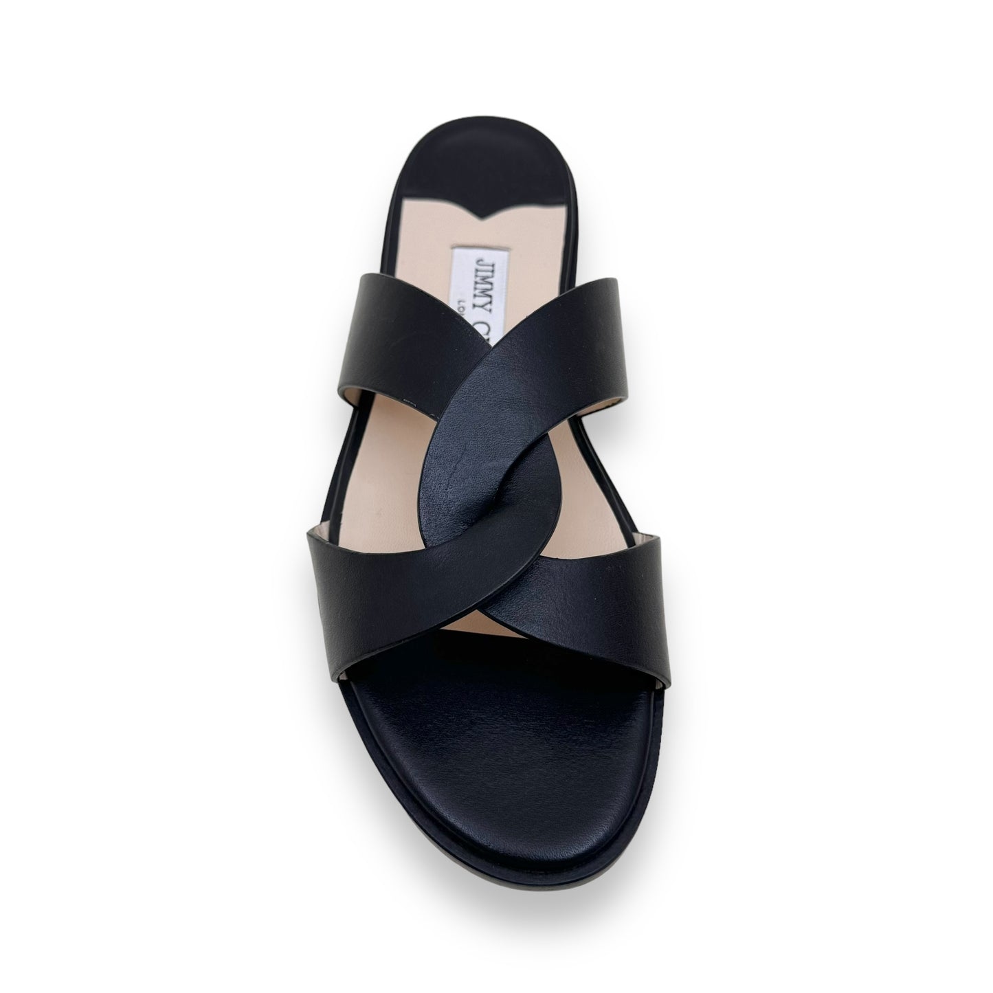 JIMMY CHOO ATIA FLAT CROSSOVER STRAP SANDALS BLACK UK5