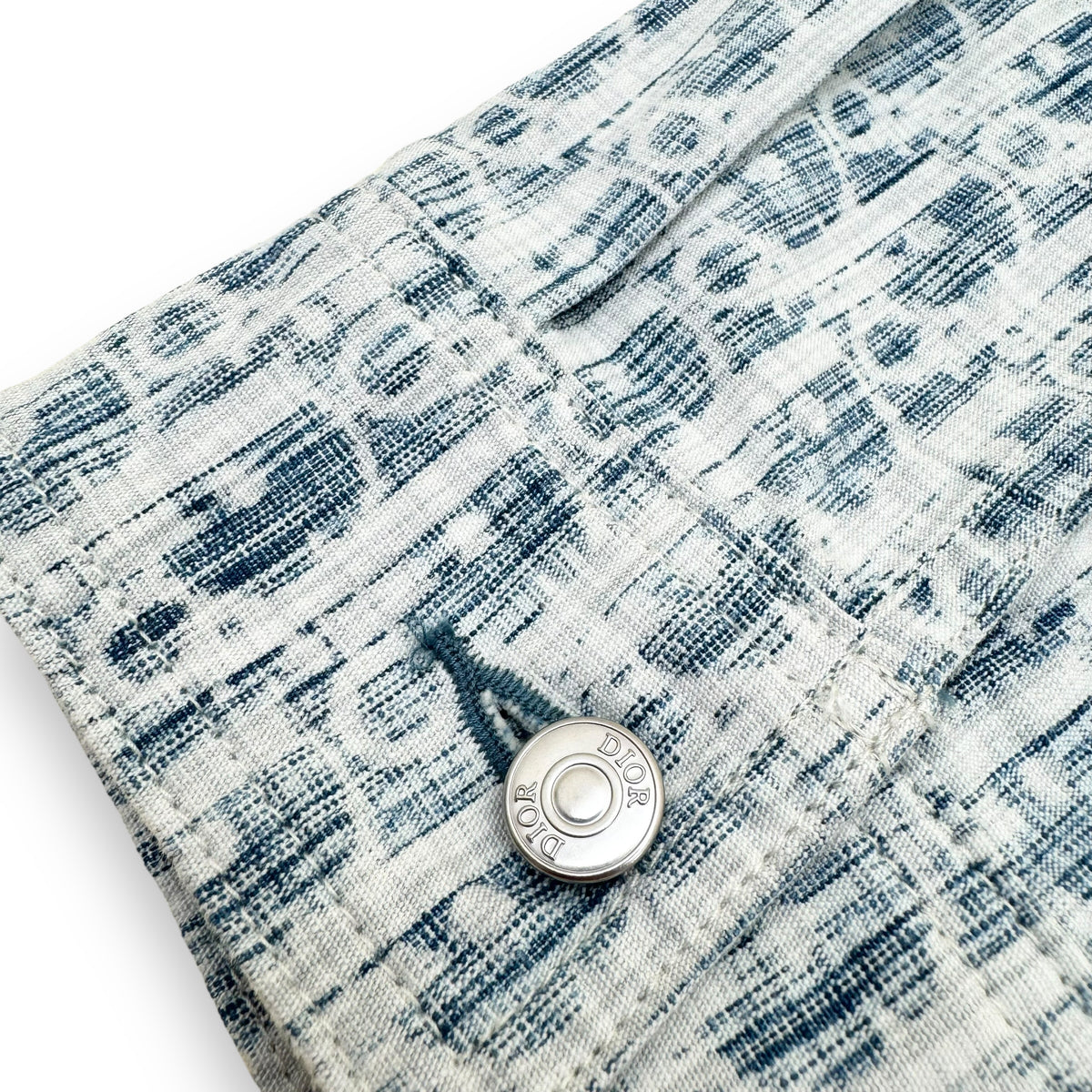 DIOR OBLIQUE KASURI DENIM OVER SHIRT BLUE / WHITE XL