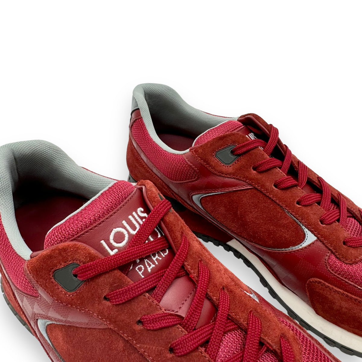 LOUIS VUITTON RUN AWAY SUEDE / MESH SNEAKER RED UK8.5
