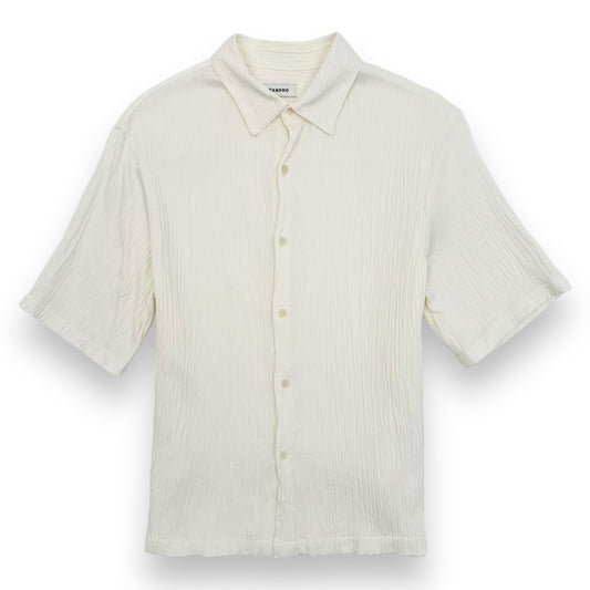 SANDRO TEXTURED SHORT SLEEVE SHIRT OFF-WHITE M