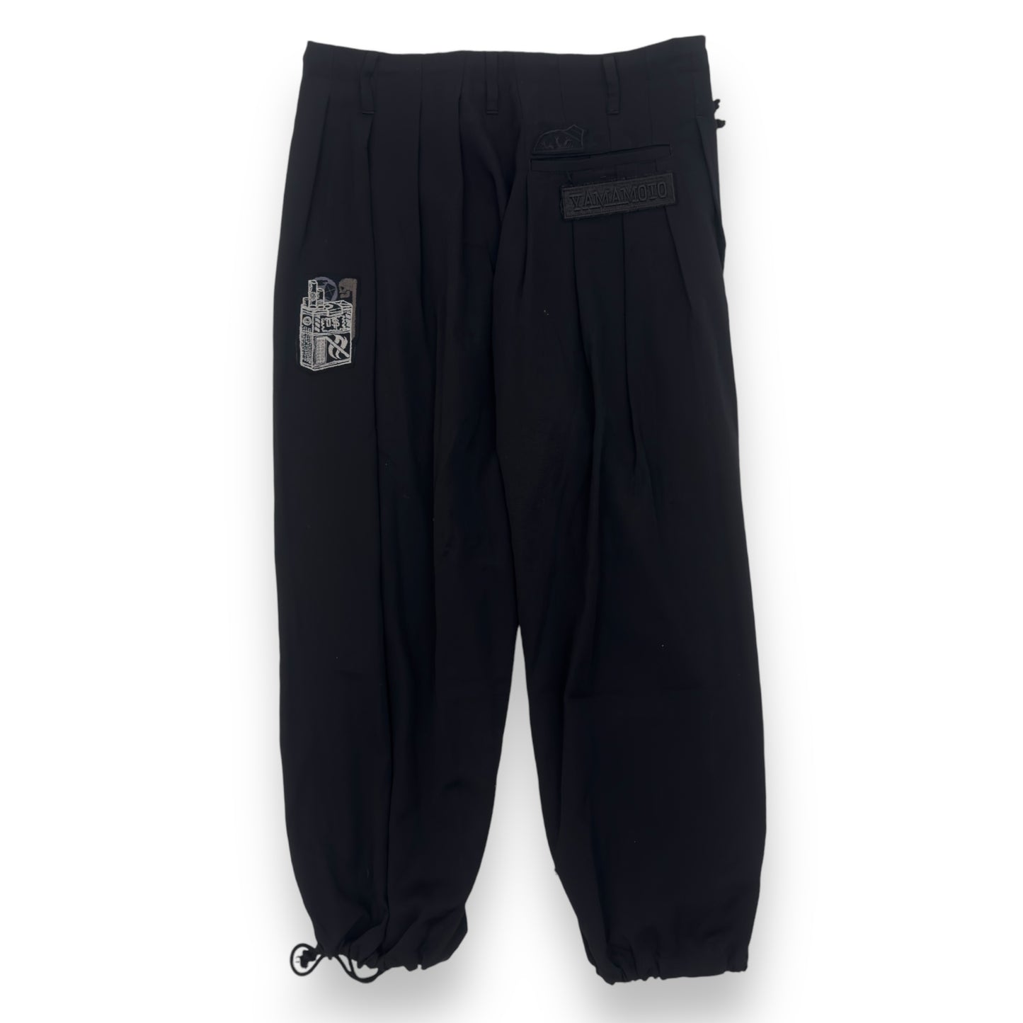 YOHJI YAMAMOTO OVERSIZED POUR HOMME PATCH BALLOON PANTS BLACK XS