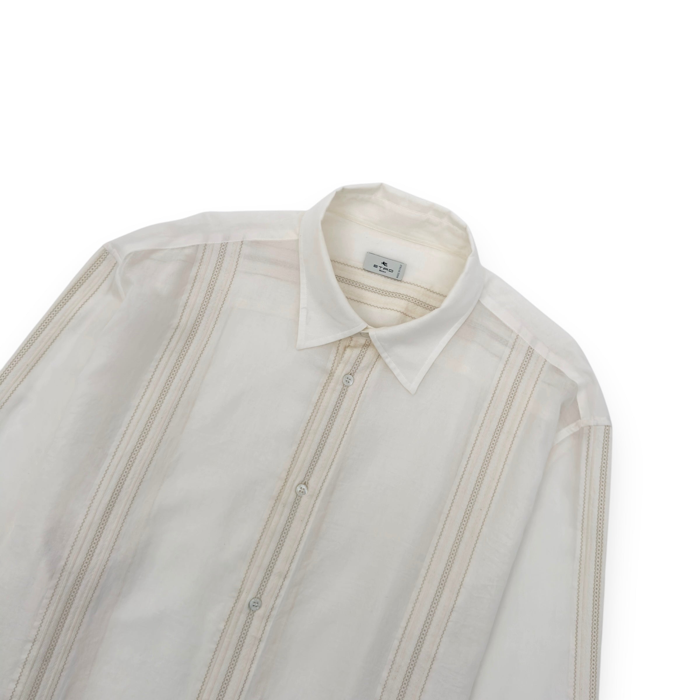 ETRO EMBROIDERED COTTON SHIRT IVORY XXL