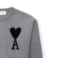 AMI PARIS AMI DE COEUR WOOL SWEATER GREY / BLACK M