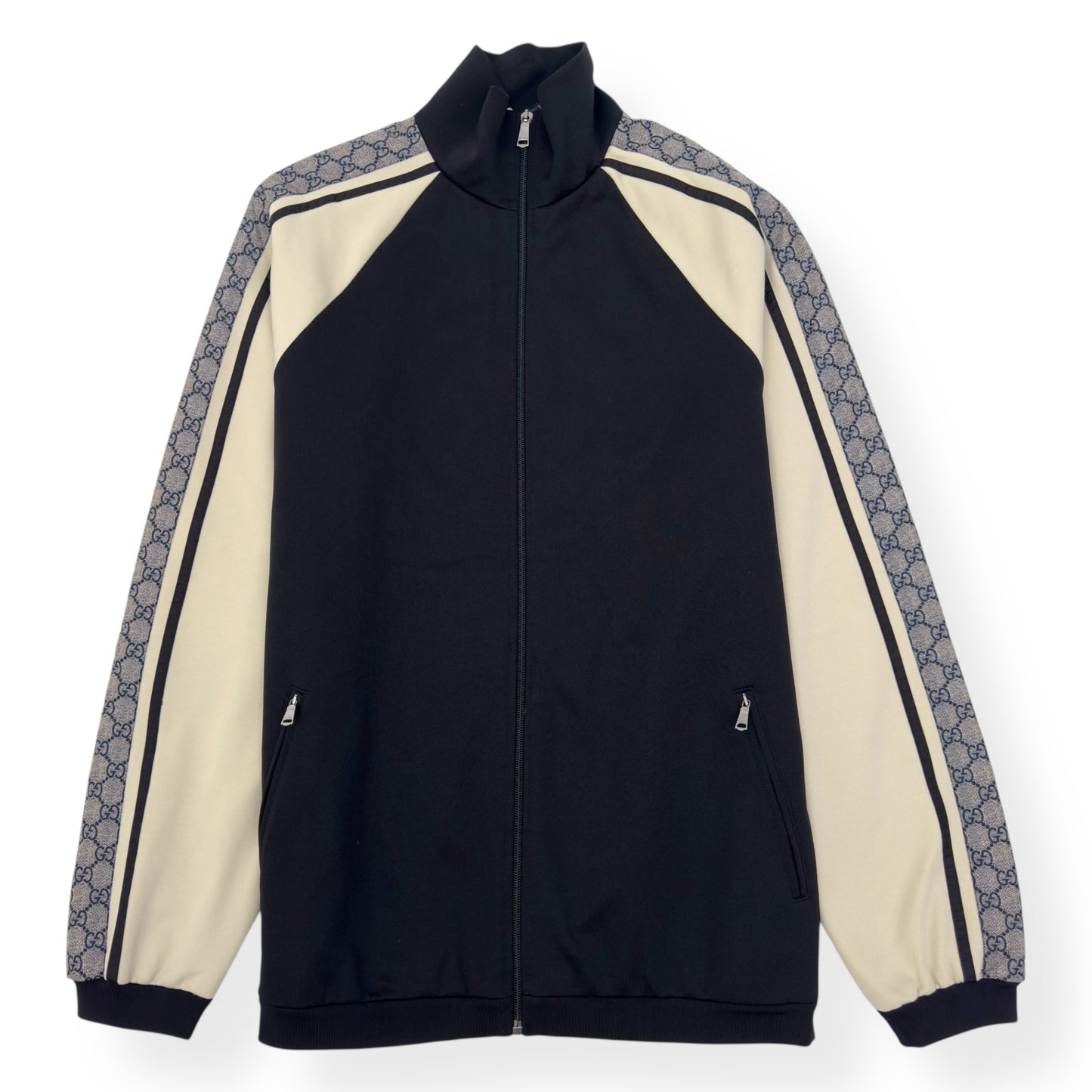GUCCI TECHNICAL JERSEY TRACK JACKET BLACK / GREY S
