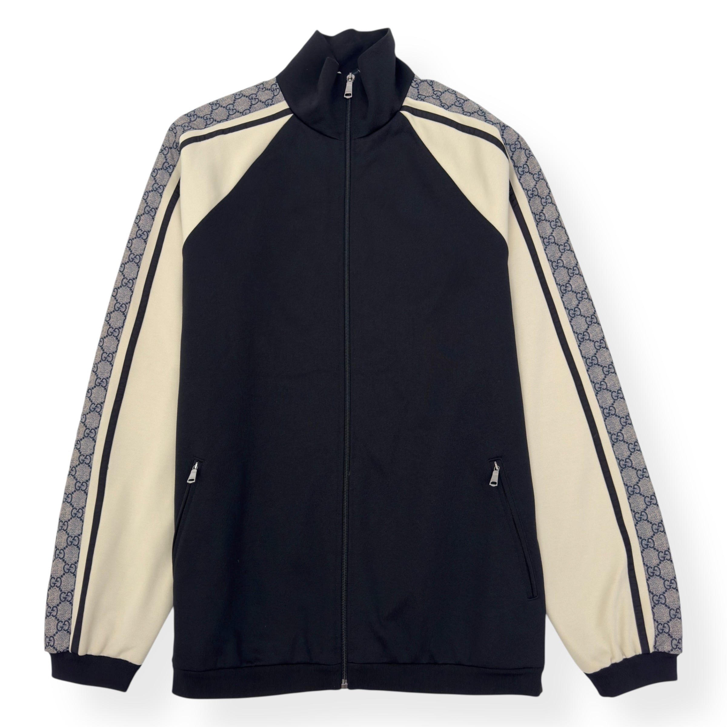 GUCCI TECHNICAL JERSEY TRACK JACKET BLACK / GREY S