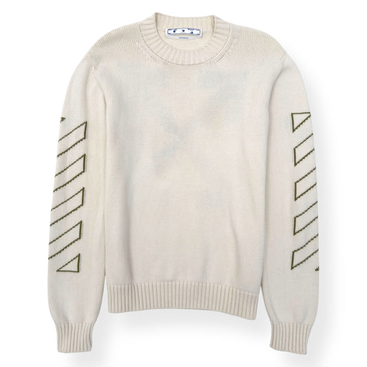 OFF-WHITE ARROW DIAG OUTLINE KNITTED SWEATER TOFU / GREEN XL