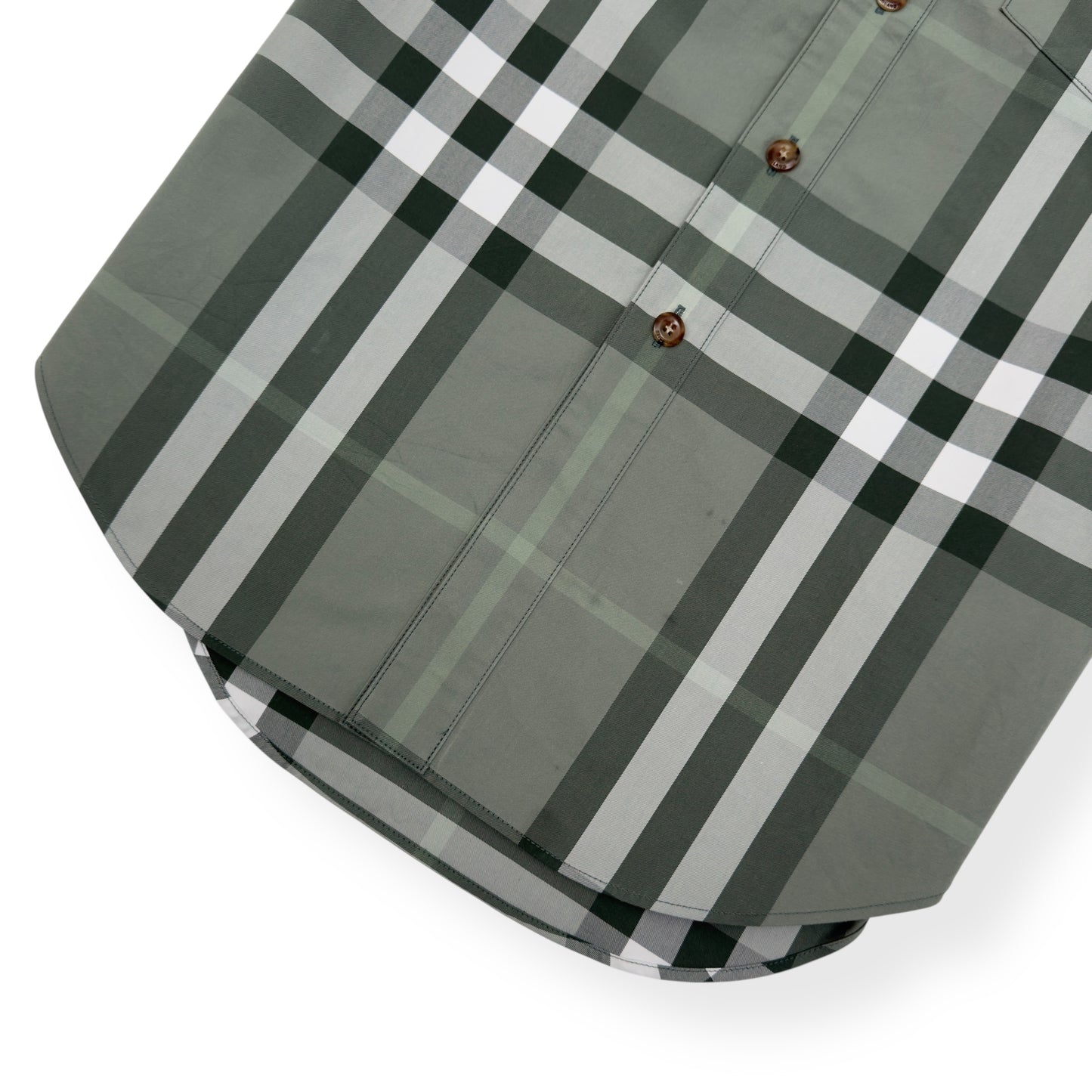 BURBERRY OVERSIZED TARTAN-CHECKERED SHORT SLEEVE SHIRT GREEN S