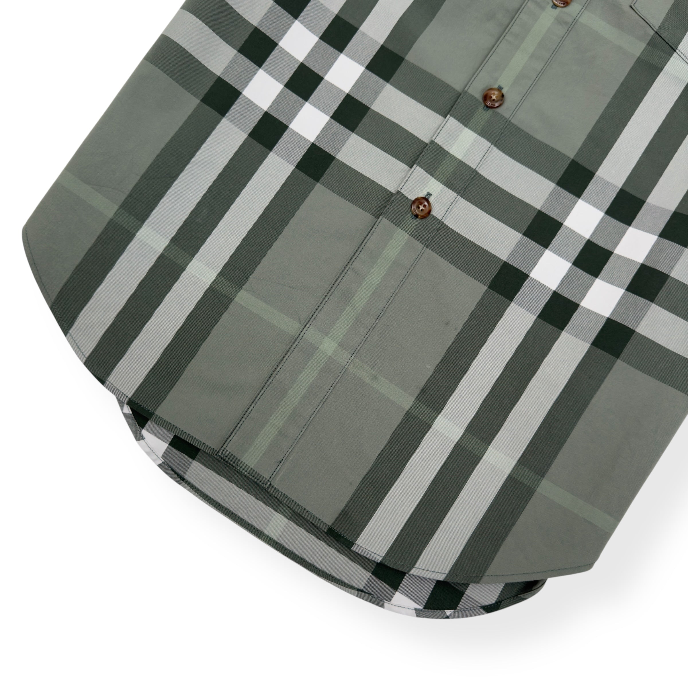 BURBERRY OVERSIZED TARTAN-CHECKERED SHORT SLEEVE SHIRT GREEN S