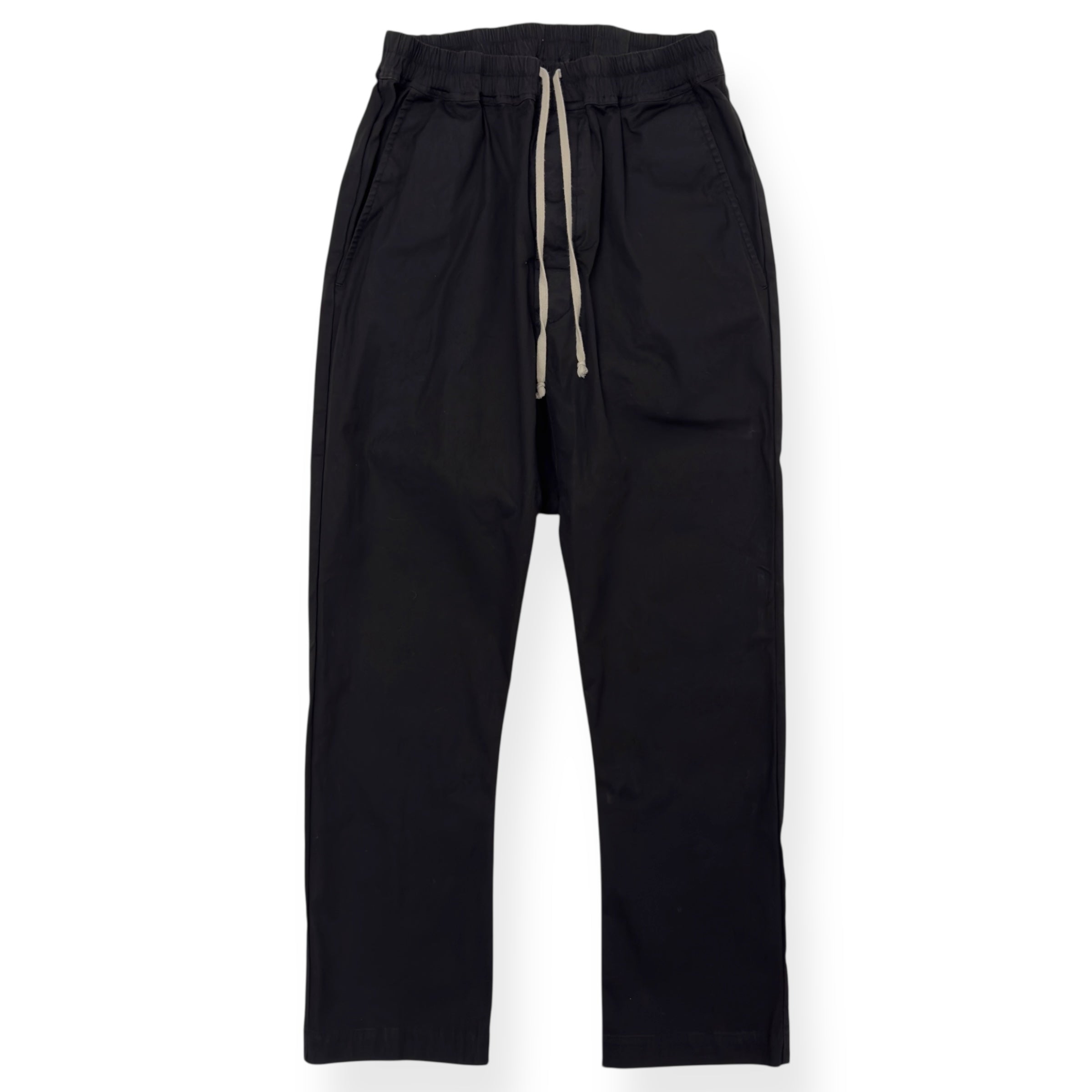 RICK OWENS F/W23 LUXOR DROP CROTCH DRAWSTRING TROUSERS BLACK 50 / L