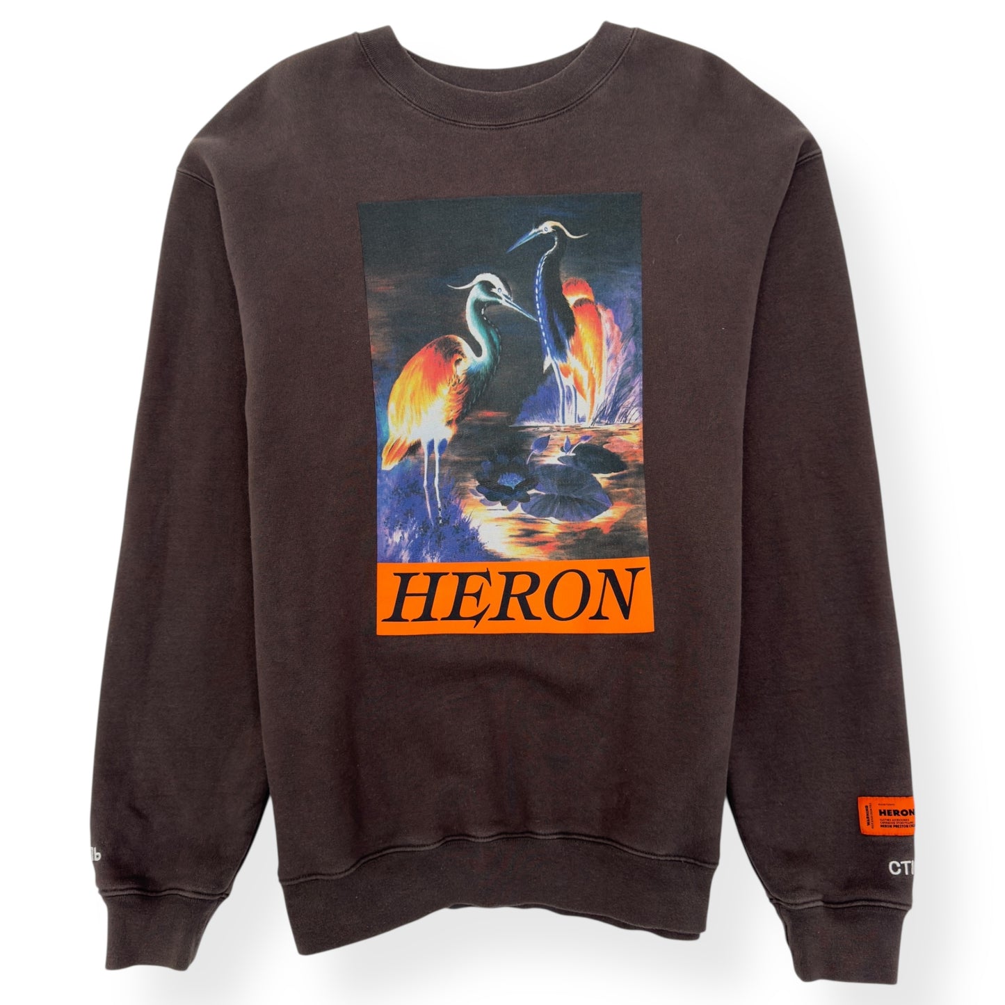 HERON PRESTON HERON PRINT CREWNECK SWEATER BROWN / ORANGE L