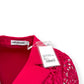 SELF-PORTRAIT BELTED CREPE-TRIMMED CORDED LACE MIDI DRESS PINK UK14