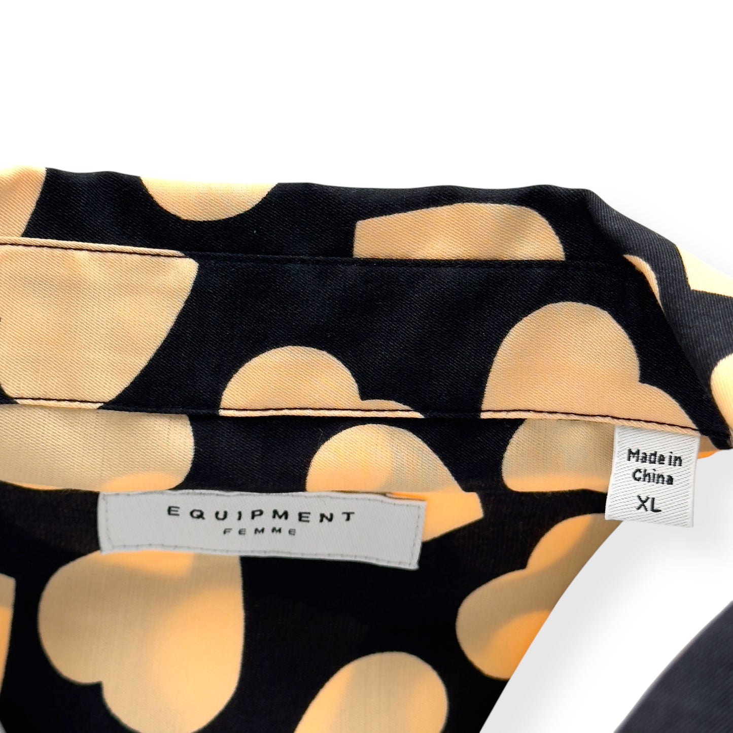 EQUIPMENT MELANNI HEART-PRINT SATIN-JERSEY SHIRT BLOUSE BLACK XL