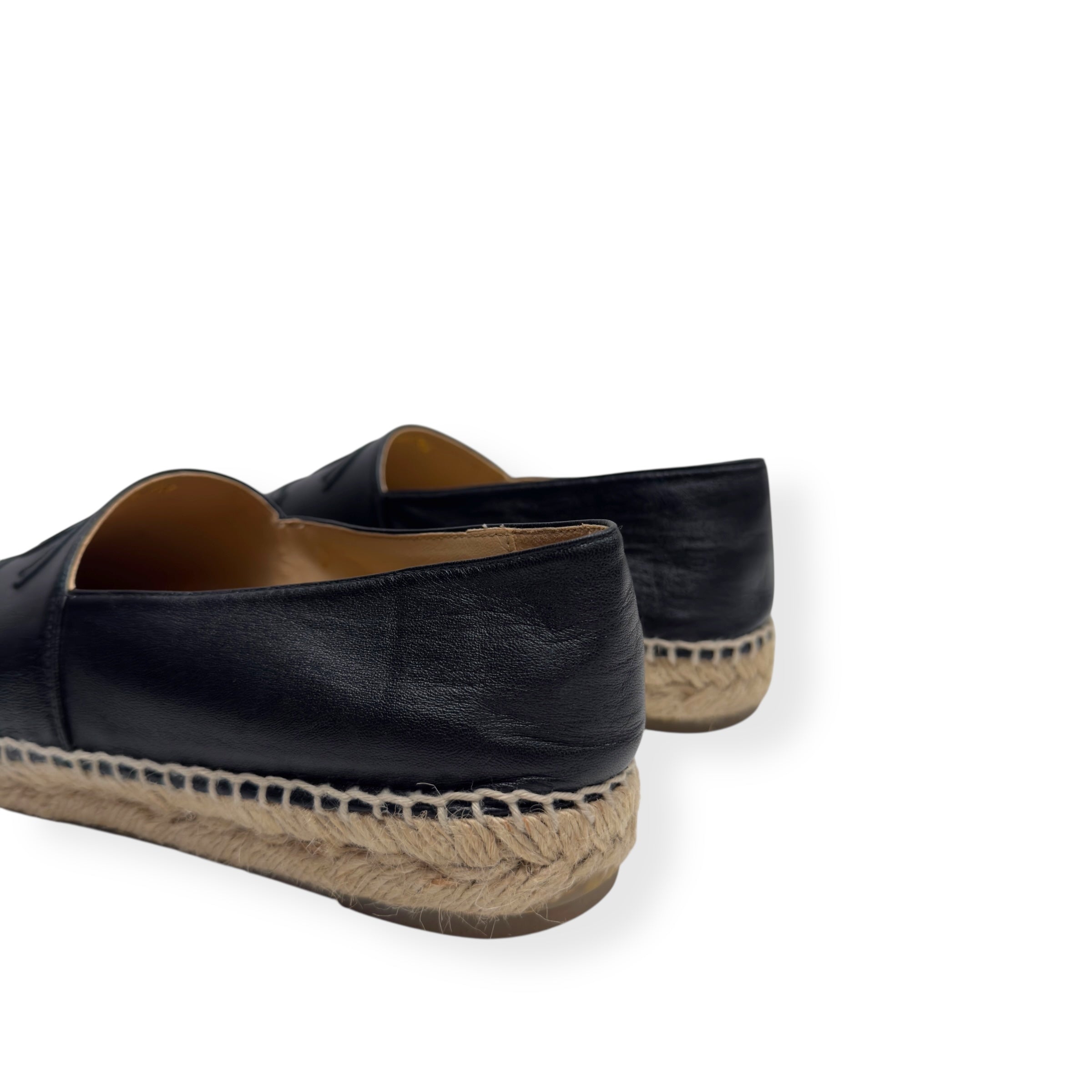 CHANEL LAMBSKIN CC ESPADRILLES BLACK 38 / UK5
