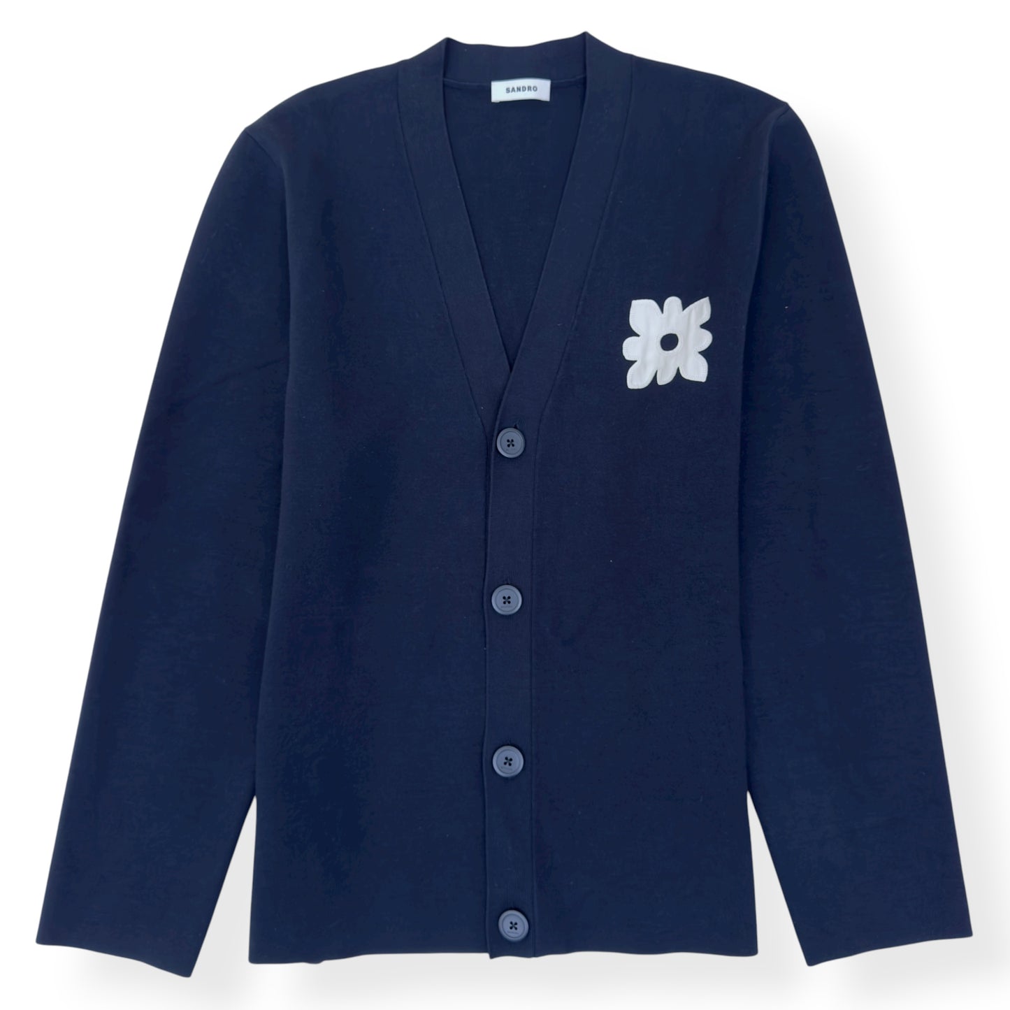 SANDRO PARIS FLOWER DETIAL CARDIGAN NAVY BLUE / WHITE XL