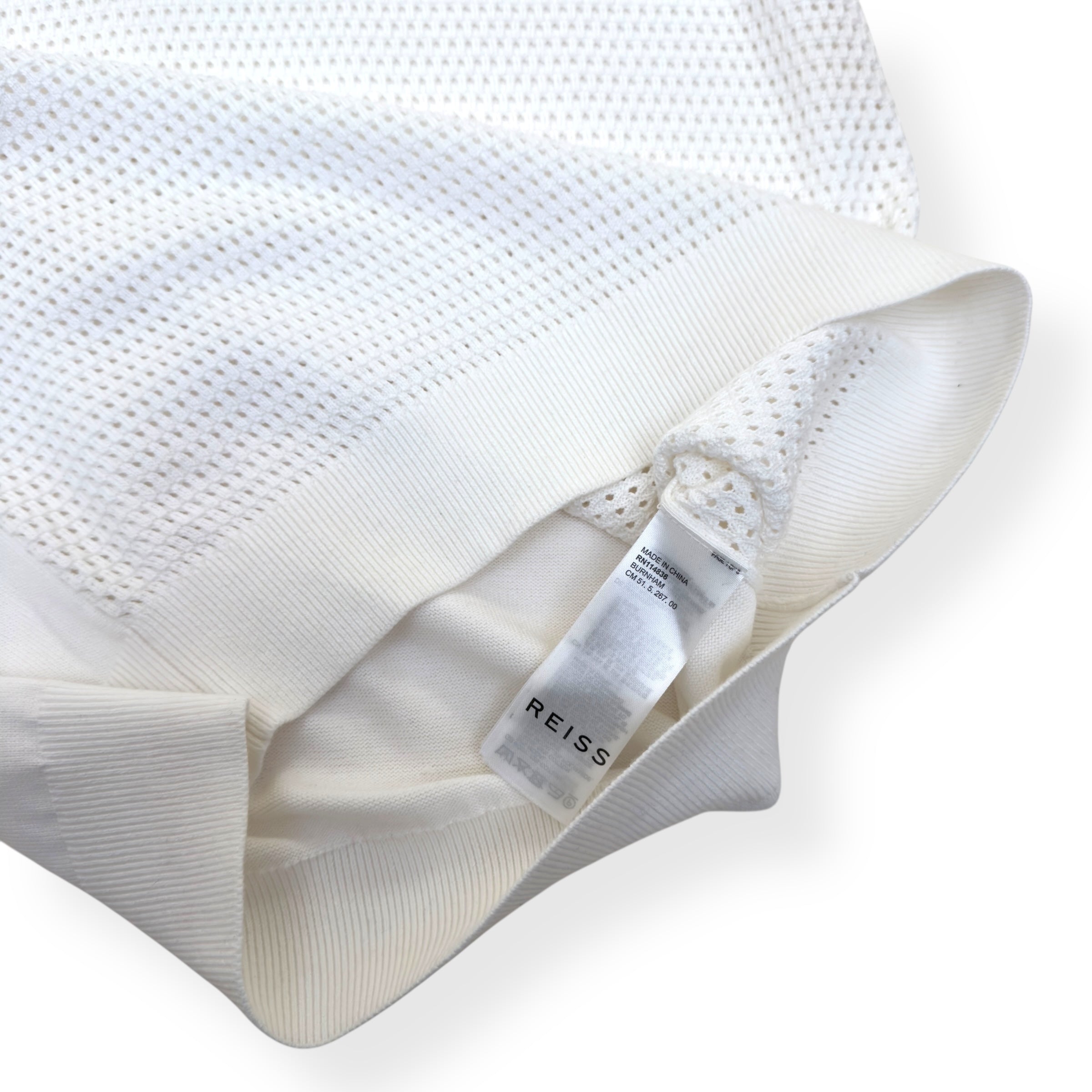 REISS SCOTTY HALF ZIP POLO SHIRT WHITE S