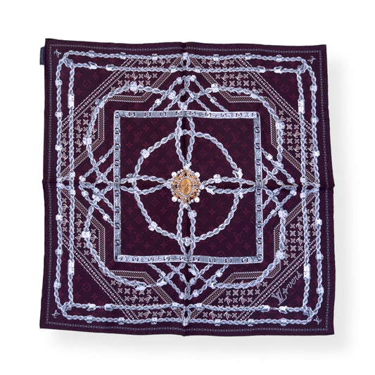 LOUIS VUITTON LV DYNASTY SILK BANDANA BURGUDNY