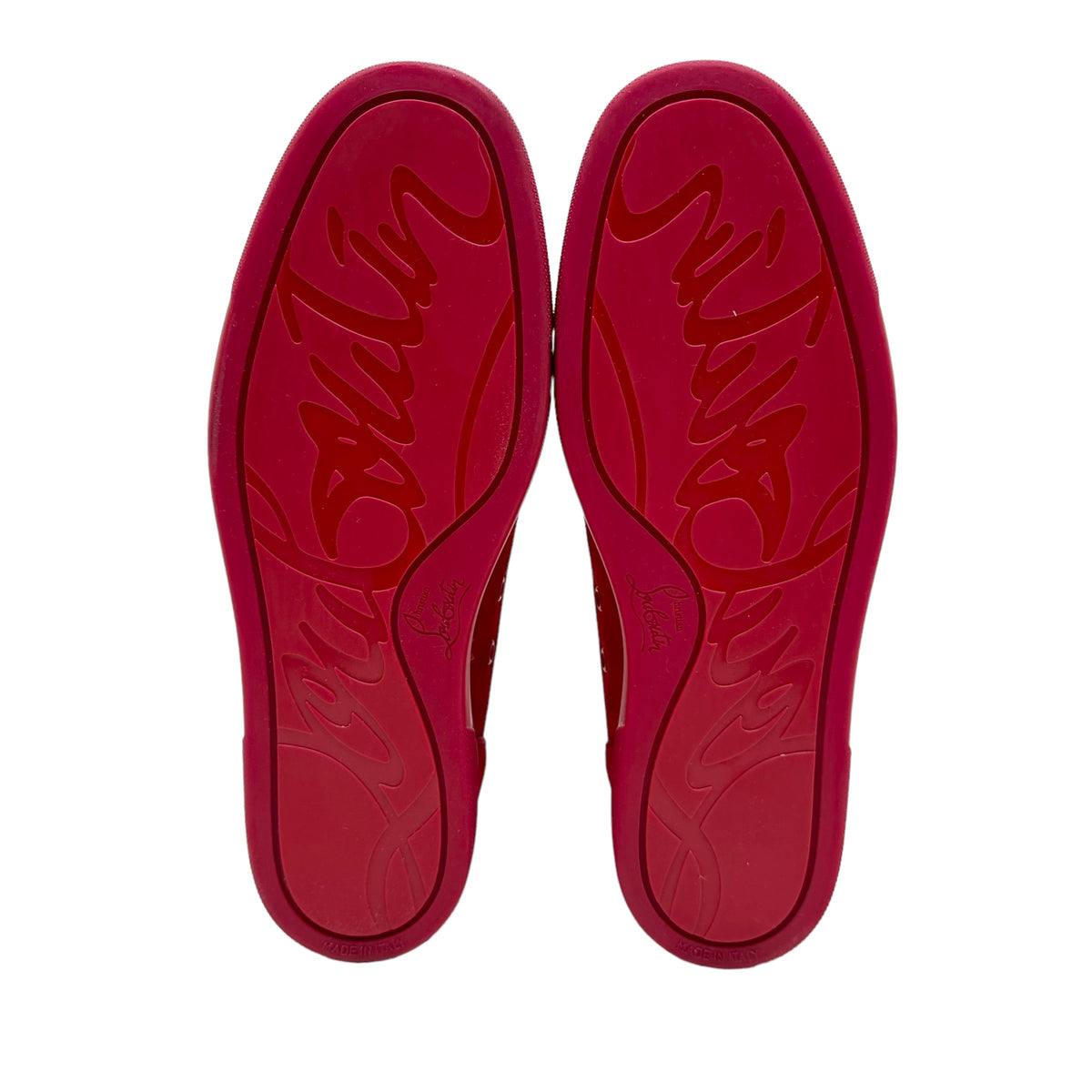 CHRISTIAN LOUBOUTIN VEAU VELOUR STRASS HIGH TOP SNEAKER RED UK9