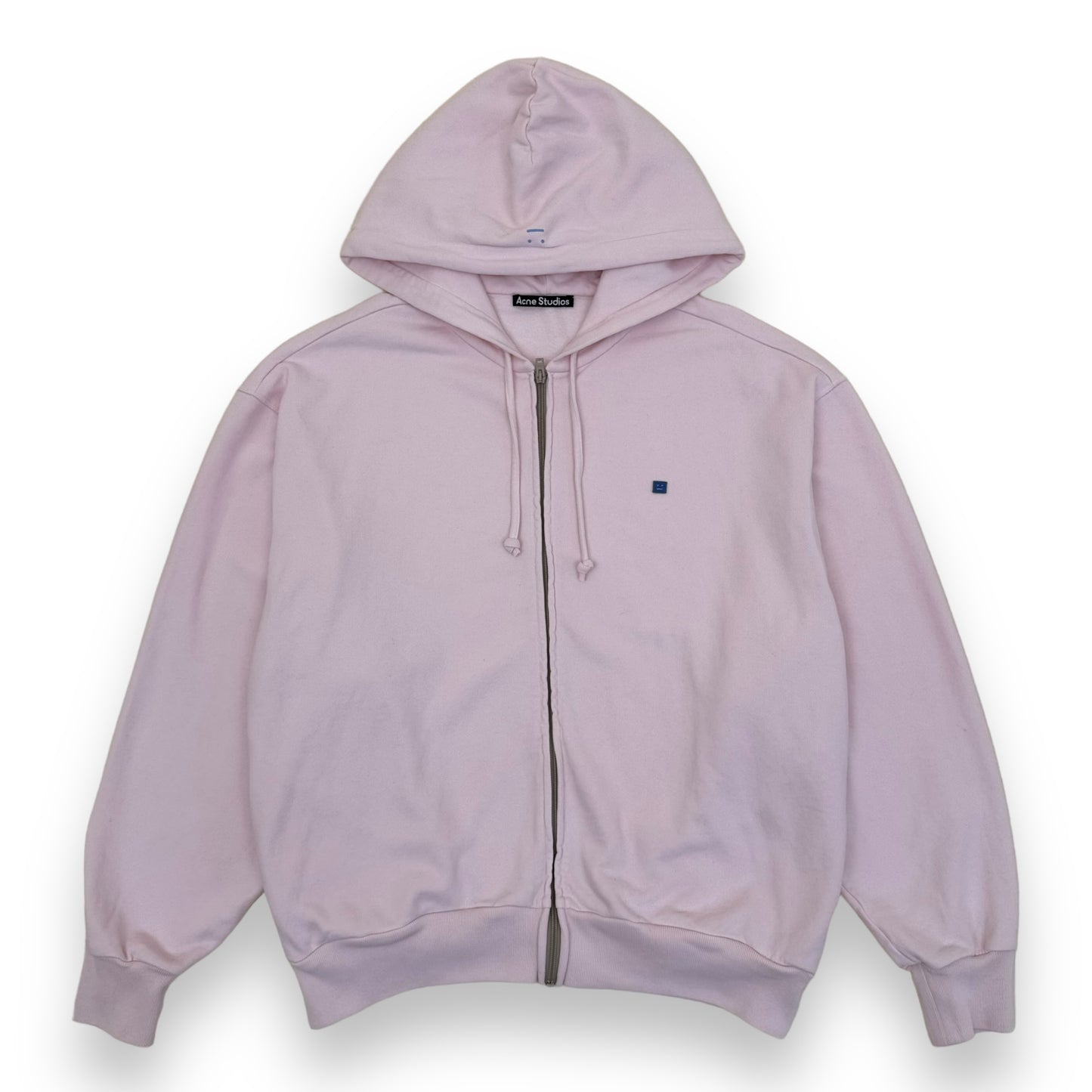 ACNE STUDIOS FACE ZIP-UP HOODIE PINK XL