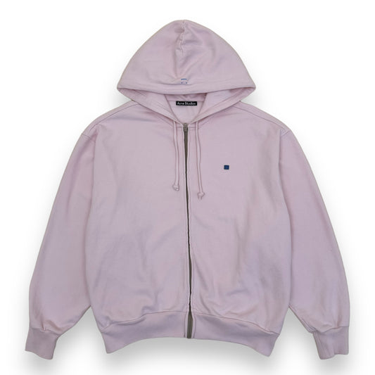 ACNE STUDIOS FACE ZIP-UP HOODIE PINK XL