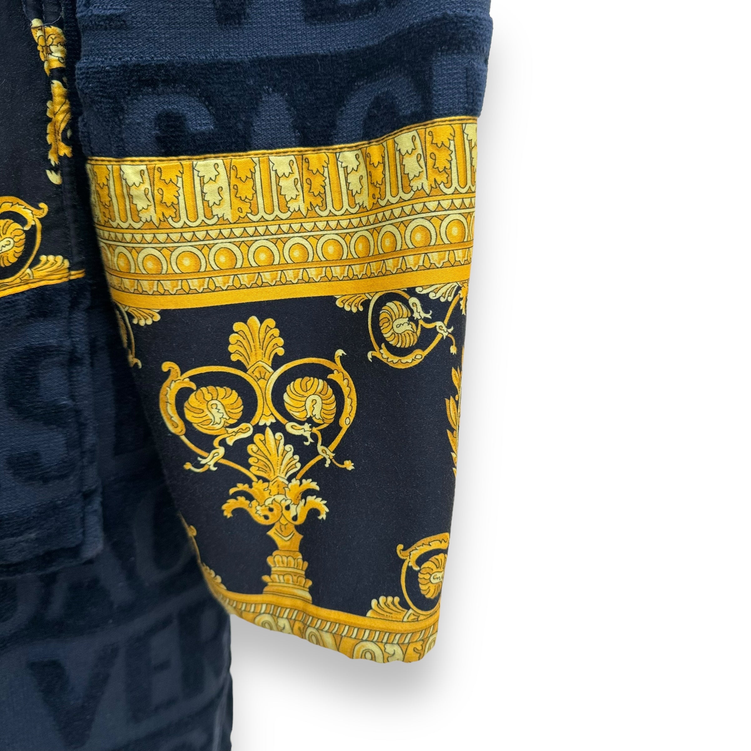 VERSACE BAROQUE BATHROBE NAVY / GOLD XL