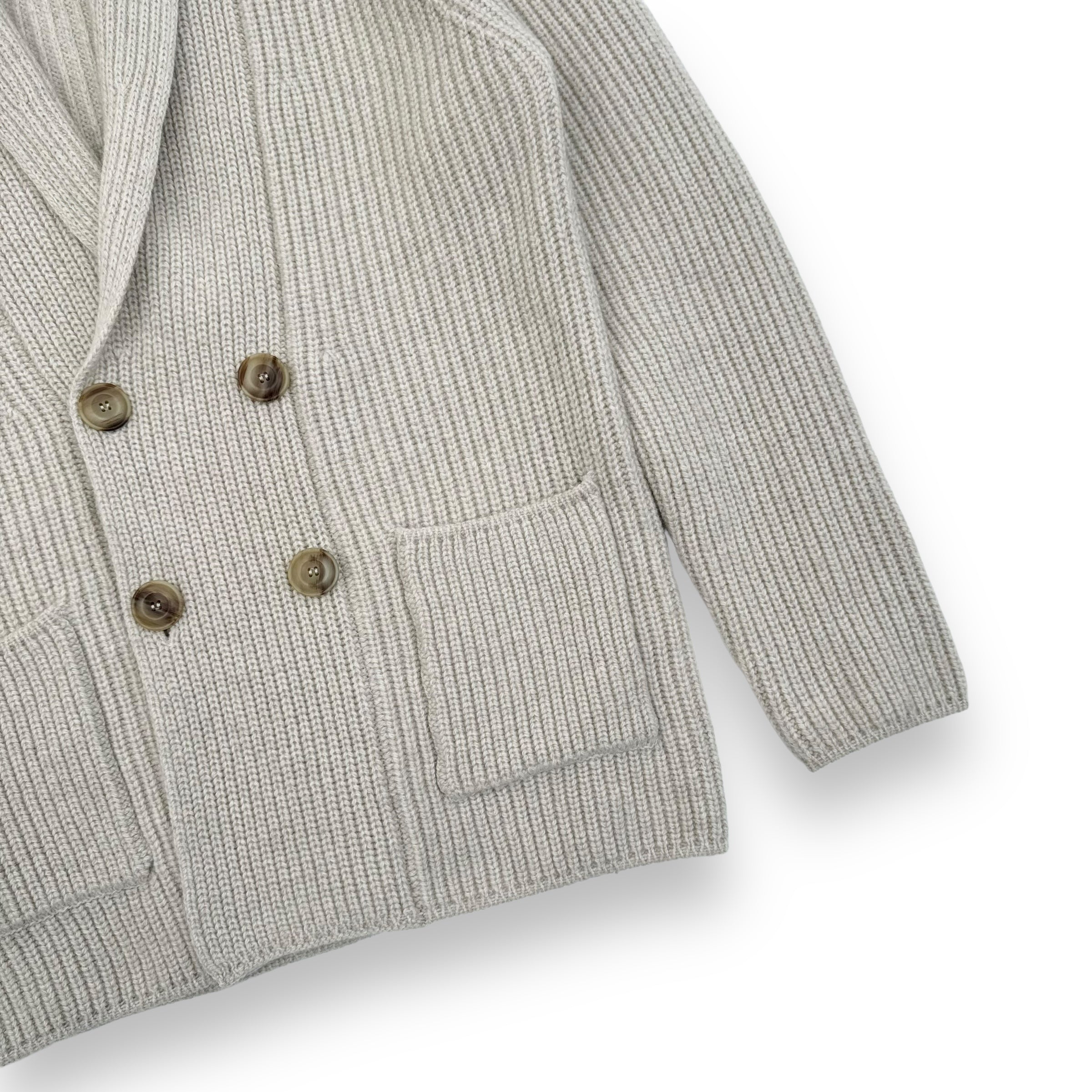 THOM SWEENEY SINGLE BREASTED WOOL / CASHMERE SHAWL CARDIGAN CREAM L