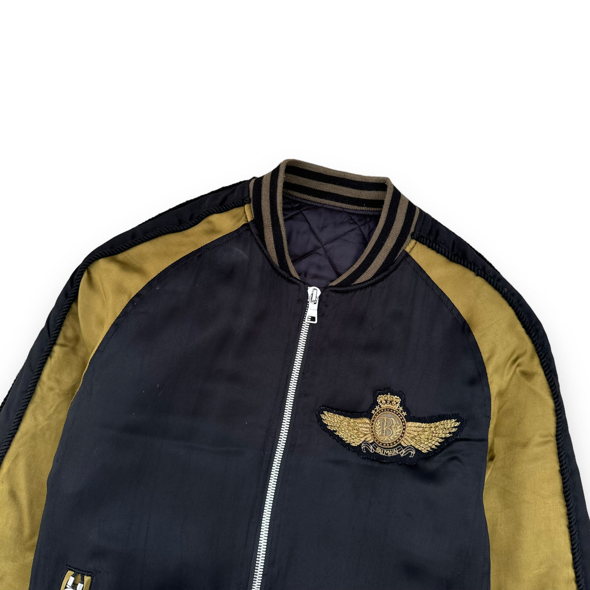 BALMAIN TEDDY JACKET GREEN / BLACK L