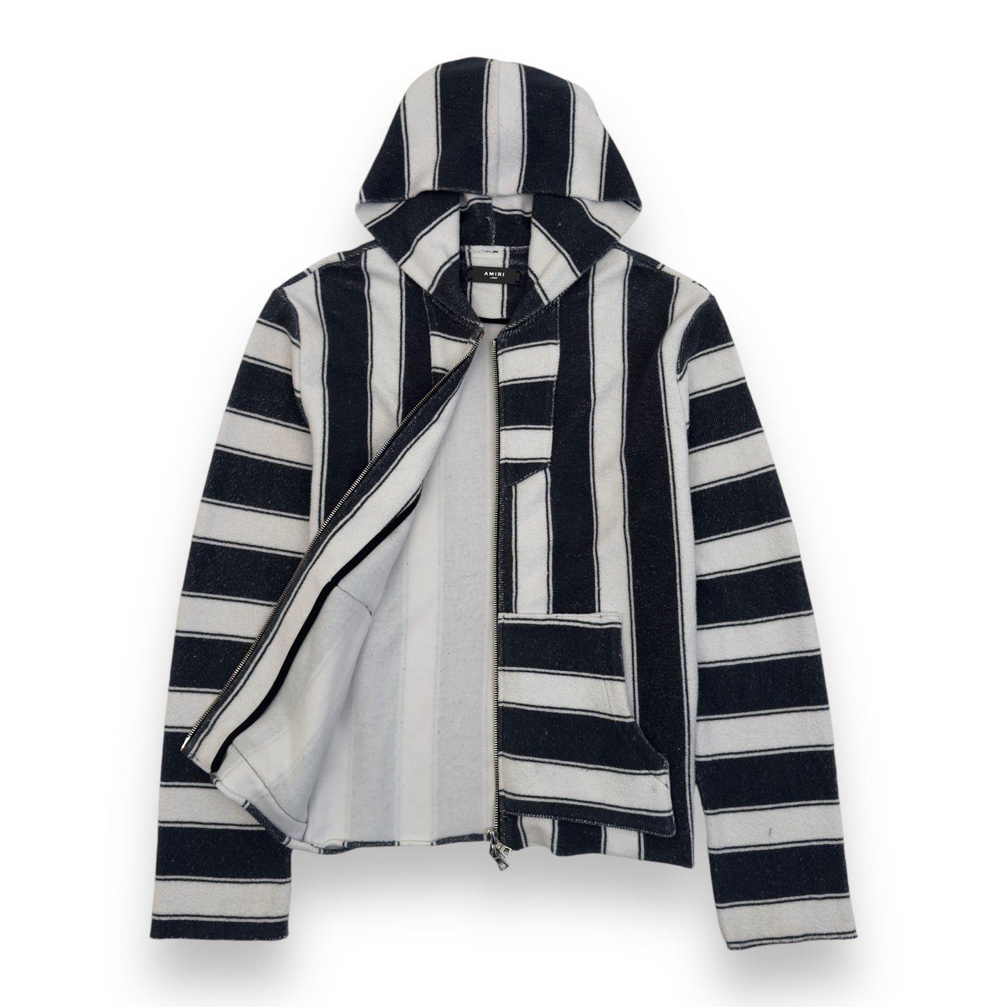 AMIRI BAJA STRIPED ZIP-UP HOODIE BLUE / WHITE L