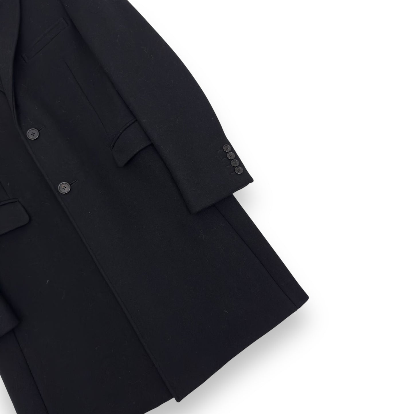 SAINT LAURENT WOOL COAT BLACK XL