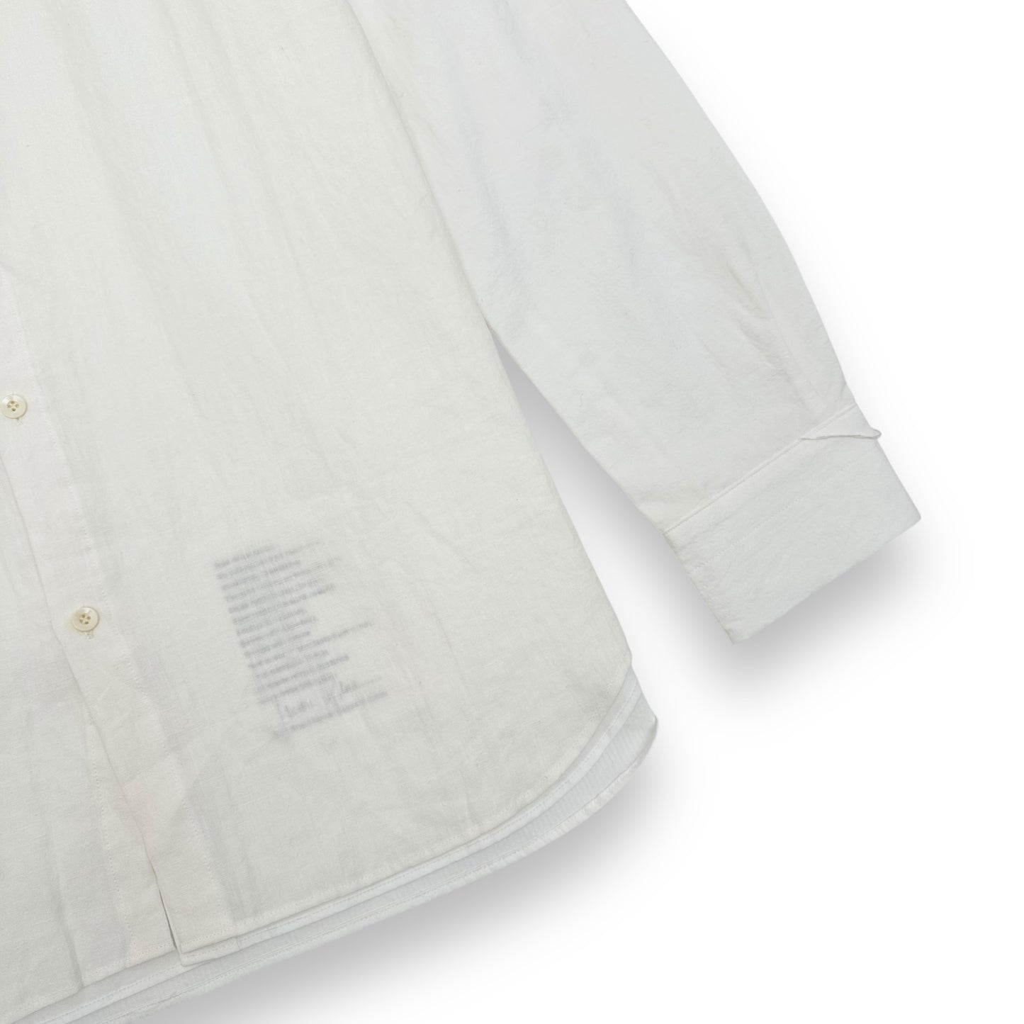 DUELLUM BUTTON DOWN DISTRESSED COTTON / LINEN SHIRT CREAM XXL