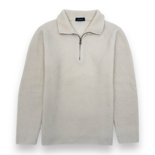 THOM SWEENEY WOOL / CASHMERE HALF-ZIP SWEATER CREAM L