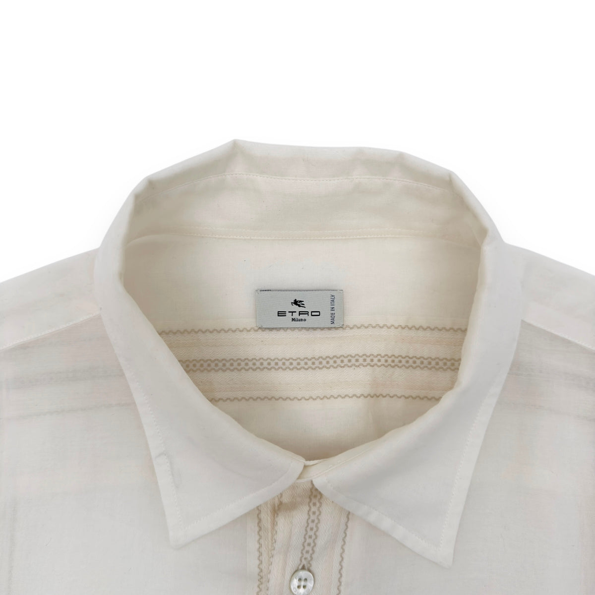 ETRO EMBROIDERED COTTON SHIRT IVORY XXL