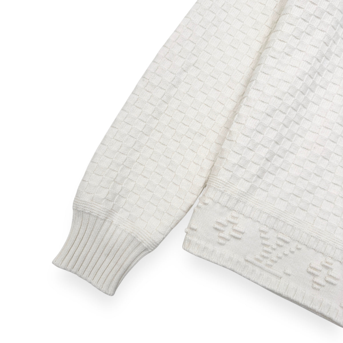 LOUIS VUITTON WOOL COLLARED DAMIER PULLOVER JUMPER WHITE XL