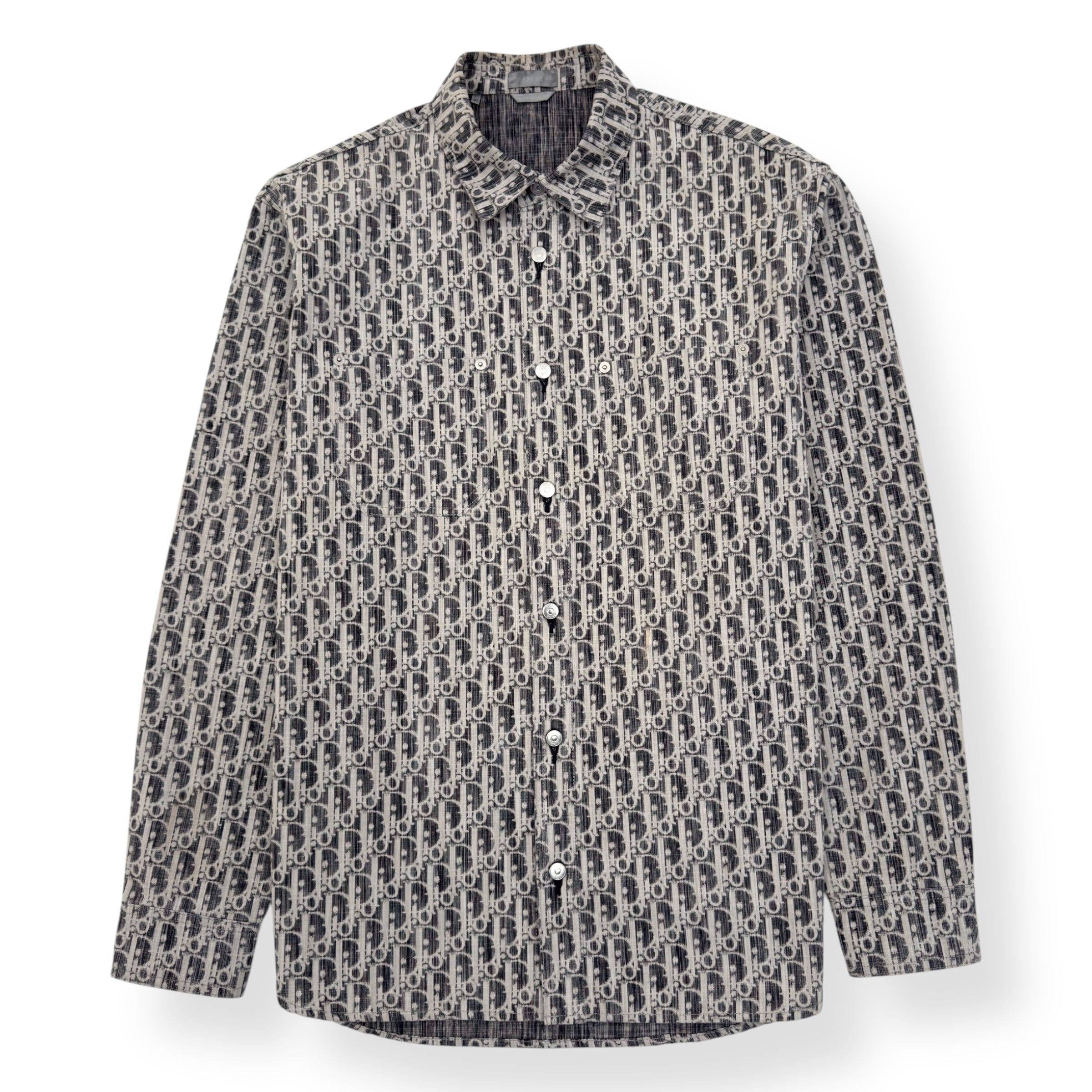 DIOR OBLIQUE KASURI COTTON DENIM SHIRT BLACK / WHITE 41 / L