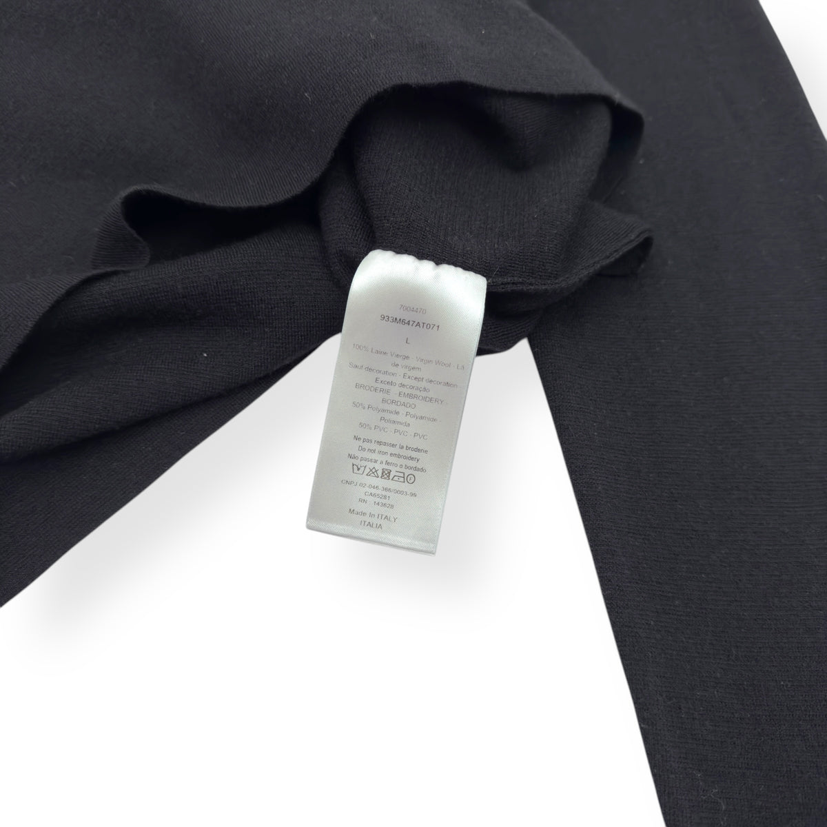 DIOR LOGO PATCH CREWNECK WOOL SWEATER BLACK L