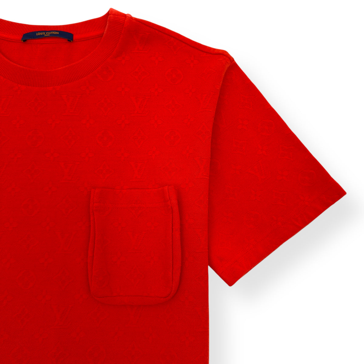 LOUIS VUITTON SIGNATURE 3D POCKET MONOGRAM T-SHIRT RED L