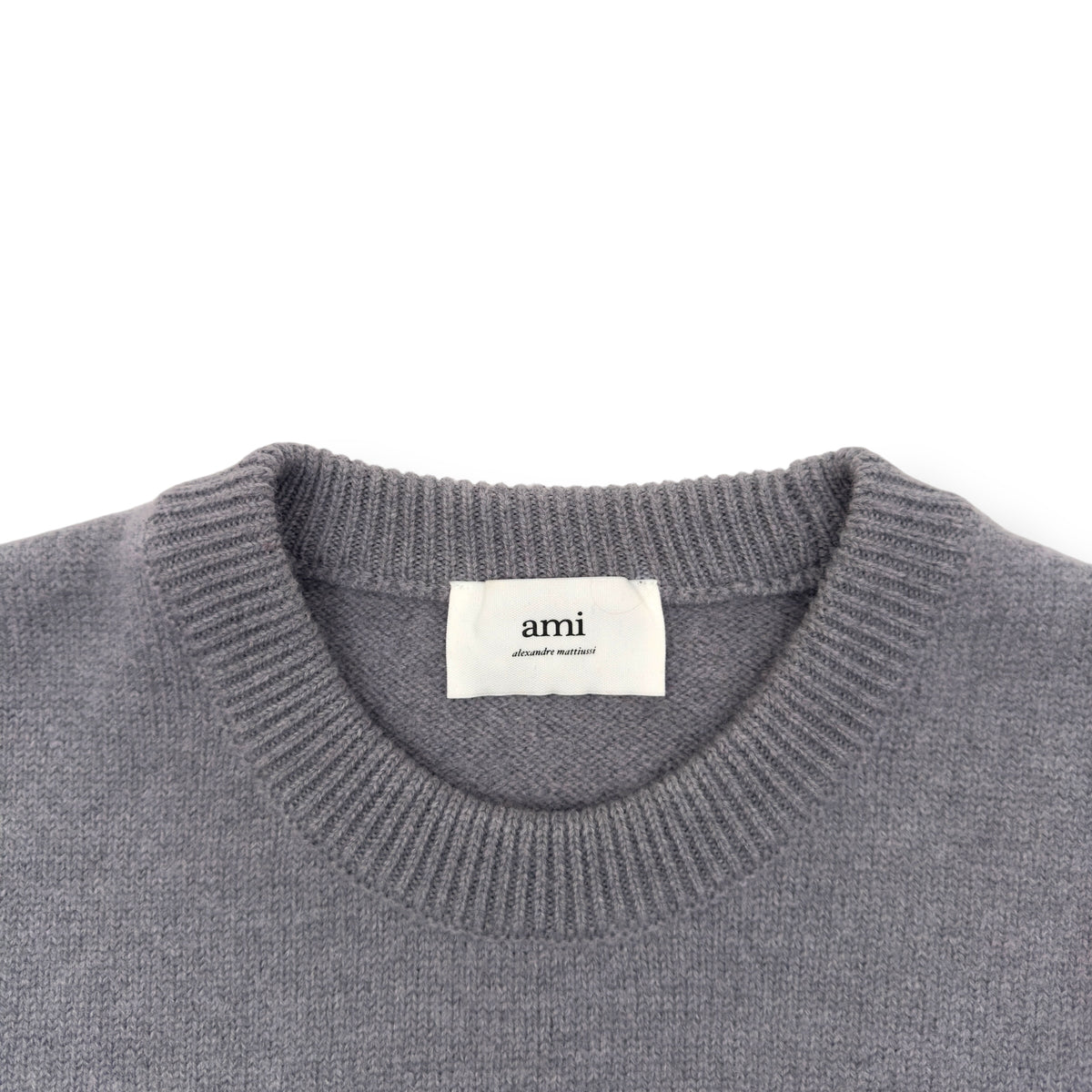 AMI PARIS AMI DE COEUR WOOL SWEATER GREY / BLACK M