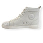 CHRISTIAN LOUBOUTIN LOU SPIKE FLAT CALF HIGH TOP SNEAKER WHITE UK10.5