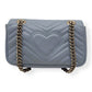 GUCCI CALFSKIN MATELASSE MINI GG MARMONT SHOULDER BAG BLUE
