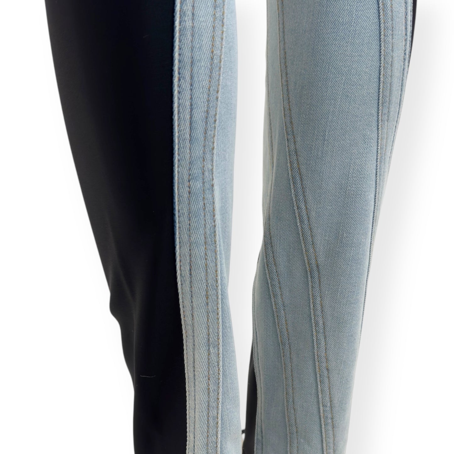MUGLER SPIRAL SKINNY DENIM JEANS BLUE / BLACK 36 / W26”
