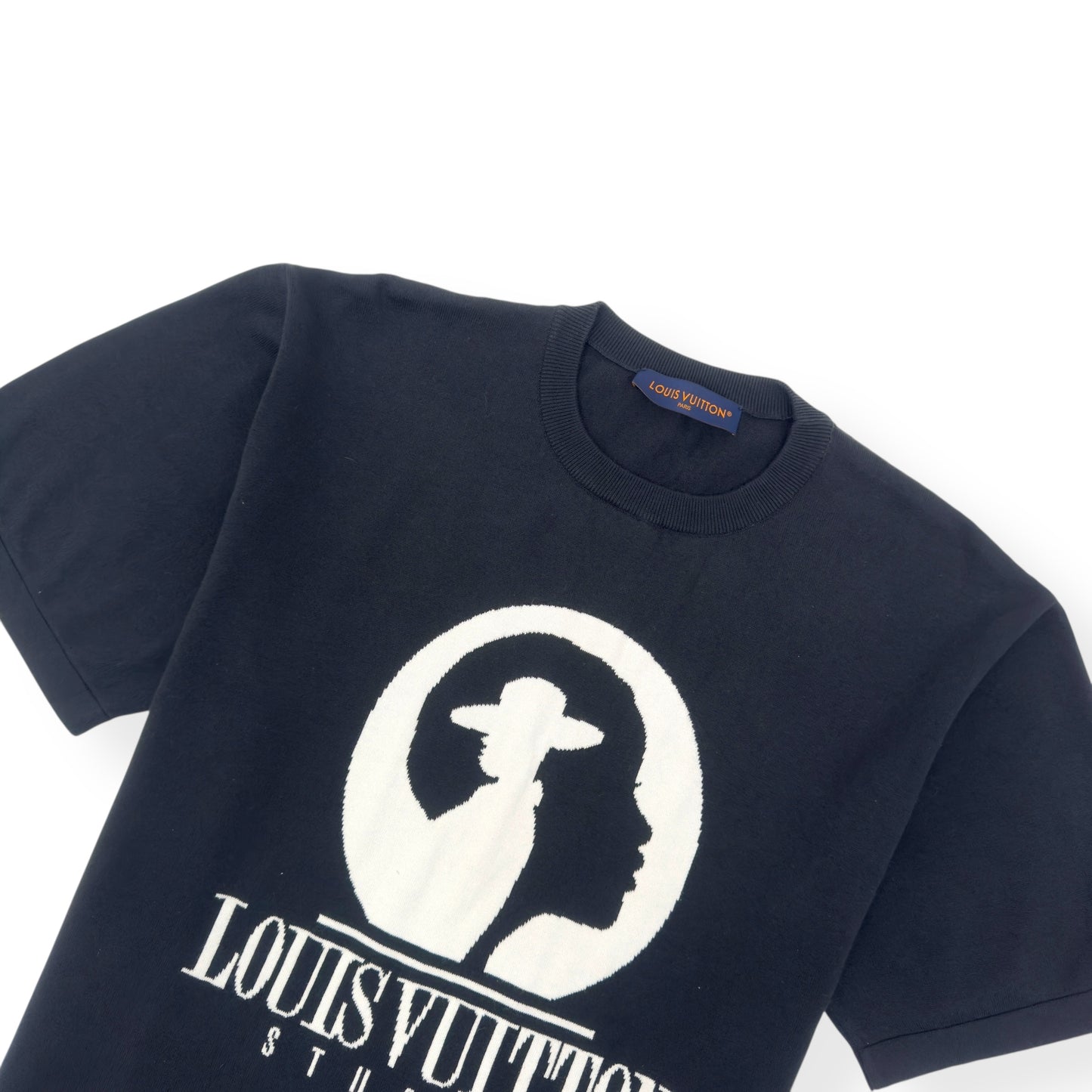 LOUIS VUITTON COTTON INTARSIA STUDIOS T-SHIRT BLACK / WHITE XXL