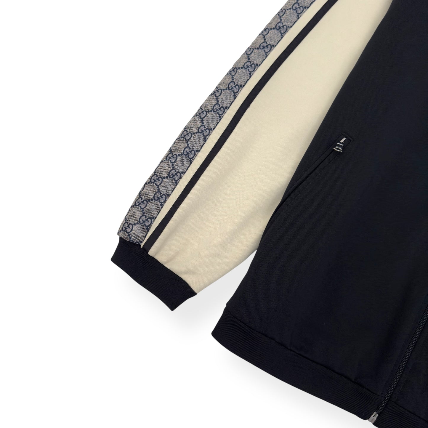 GUCCI TECHNICAL JERSEY TRACK JACKET BLACK / GREY S