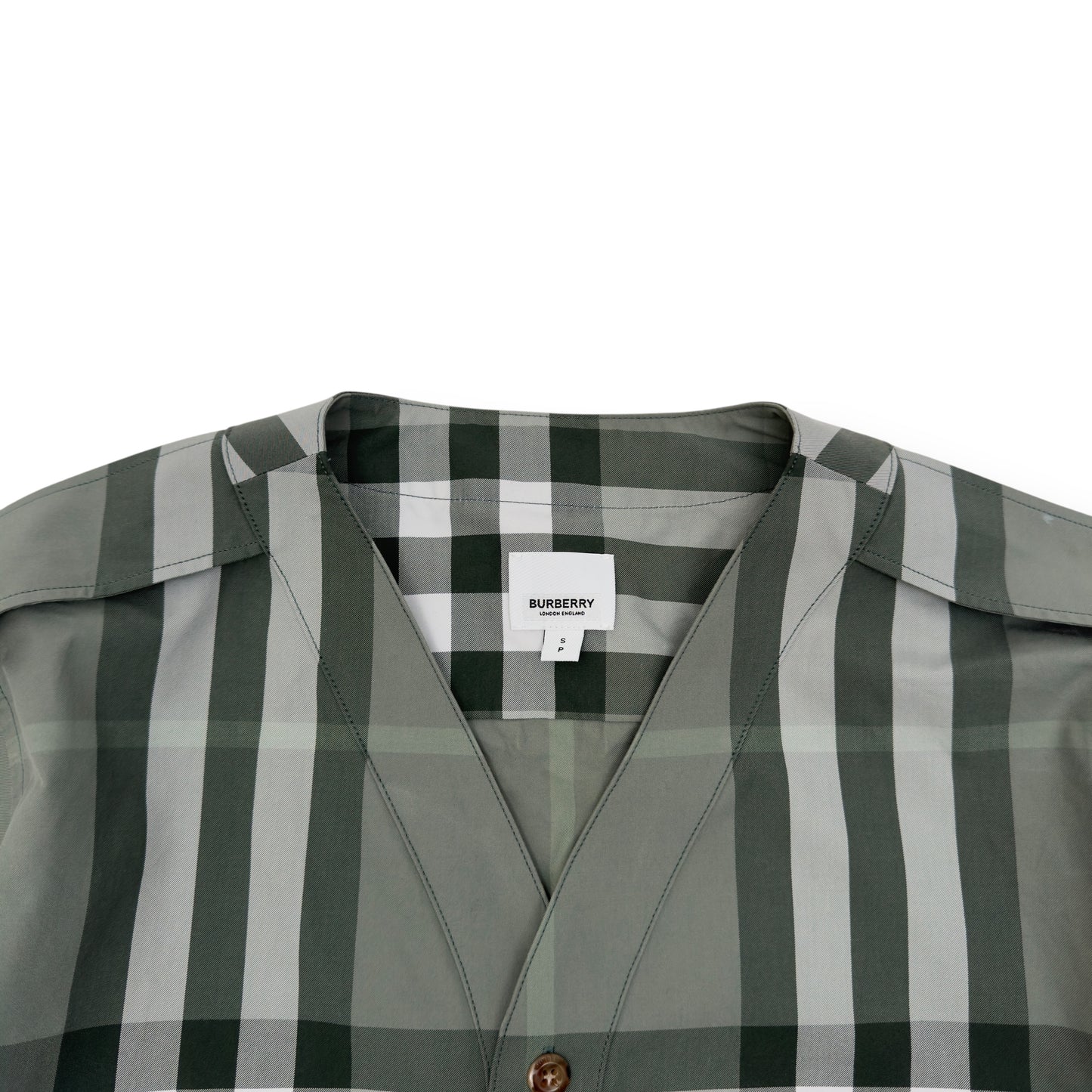 BURBERRY OVERSIZED TARTAN-CHECKERED SHORT SLEEVE SHIRT GREEN S