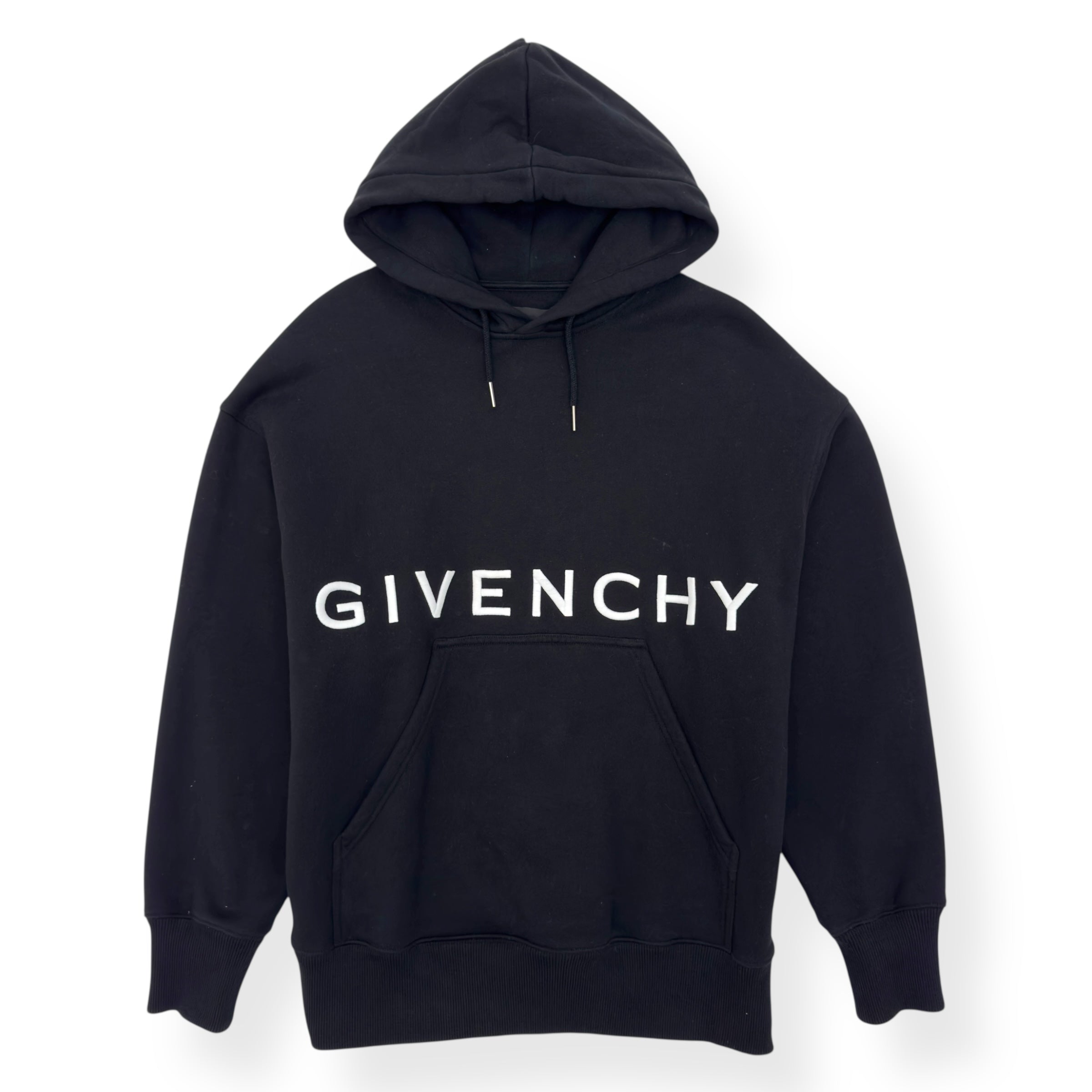 GIVENCHY OVERSIZED ARCHETYPE LOGO EMBROIDERED HOODIE BLACK / WHITE S